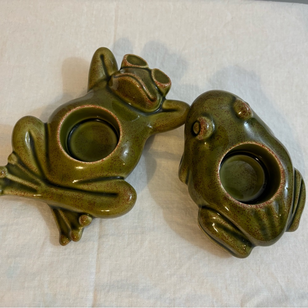 Partylite garden Frogs tea light holder. Set 2